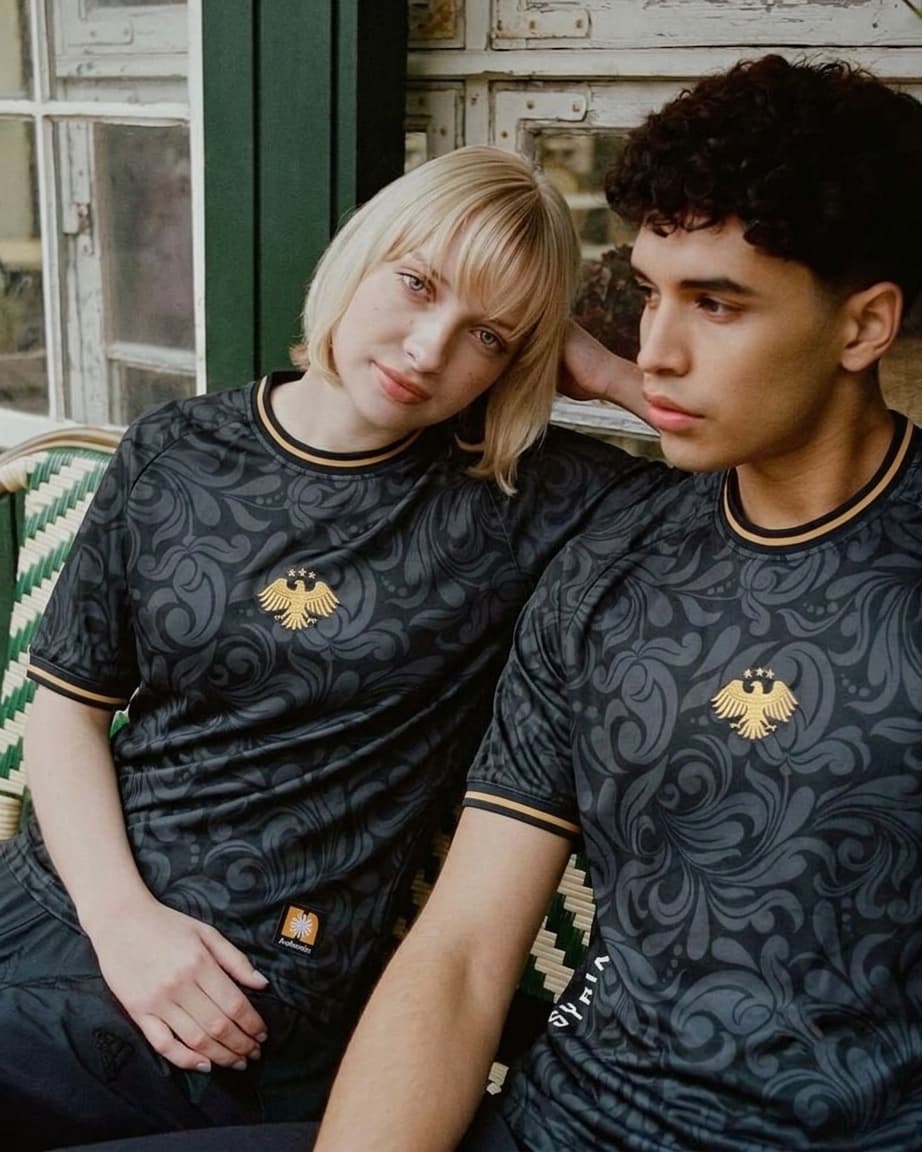 Ornament Jersey in Obsidian — close editorial portrait of models wearing the jersey